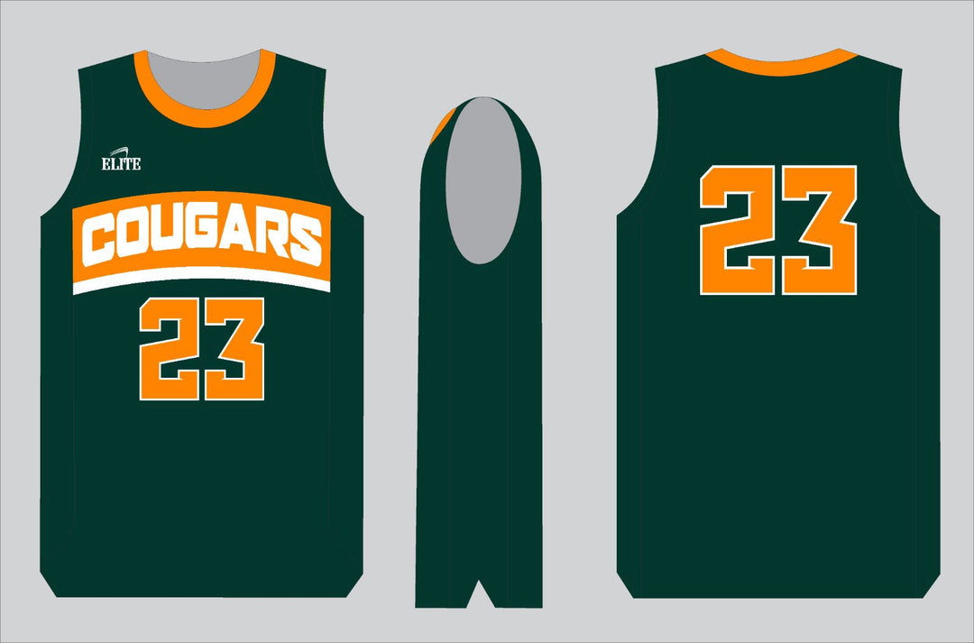 Cougars Basketball Jersey - Green & Yellow