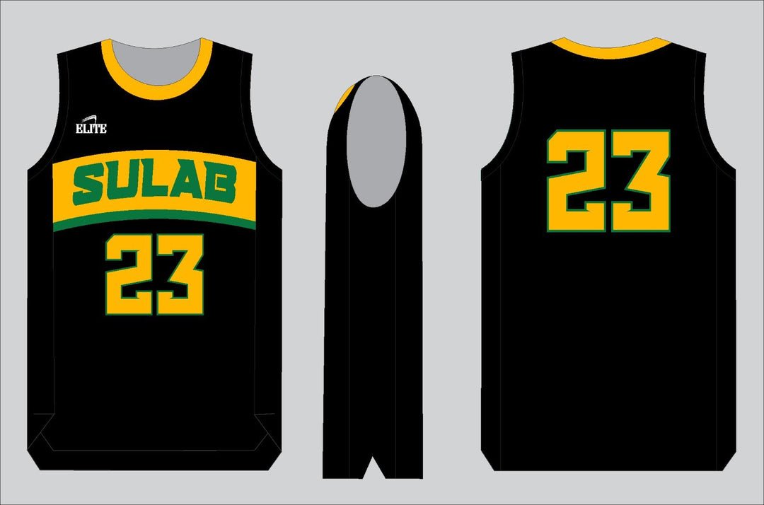SULAB Basketball Jersey Black Yellow & Green