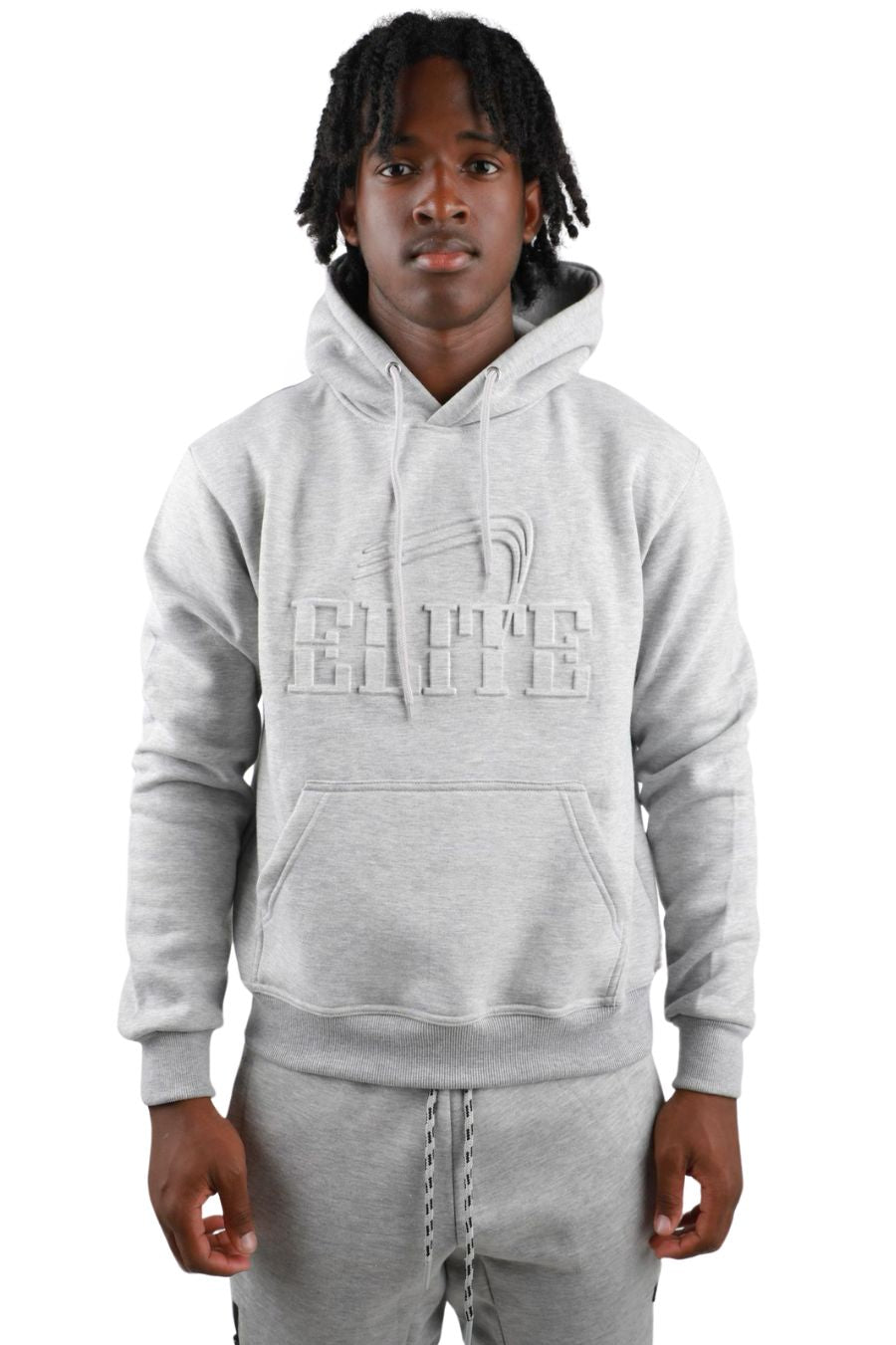 ELITE Emboss Hoodie Light Grey
