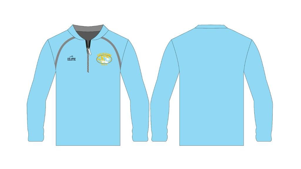 EAST FELICIANA TRACK STORE Long Sleeve Half Zip Pullover - Blue