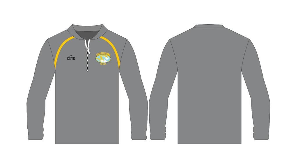 EAST FELICIANA TRACK STORE Long Sleeve Half Zip Pullover - Grey