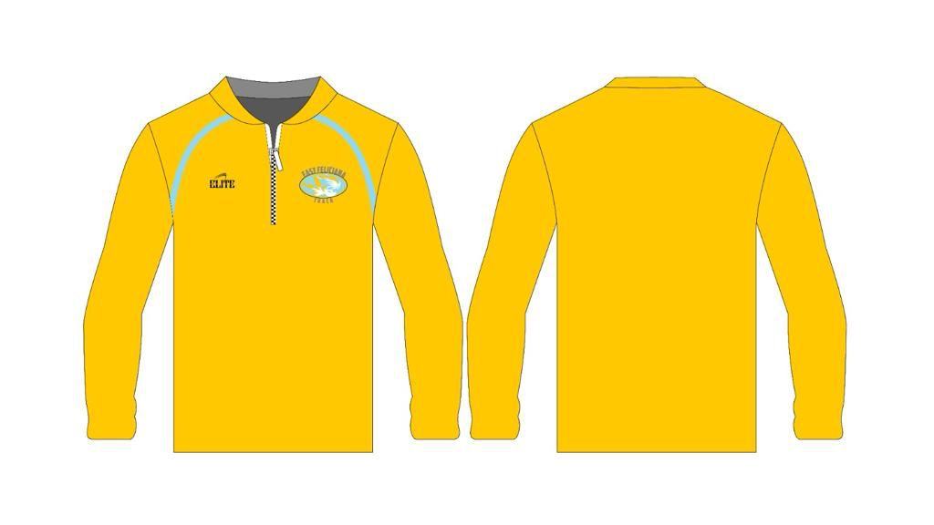 EAST FELICIANA TRACK STORE Long Sleeve Half Zip Pullover - Yellow