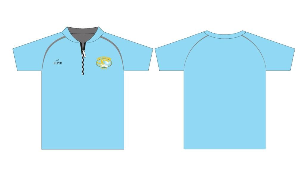 EAST FELICIANA TRACK STORE Short Sleeve Half Zip Pullover - Blue