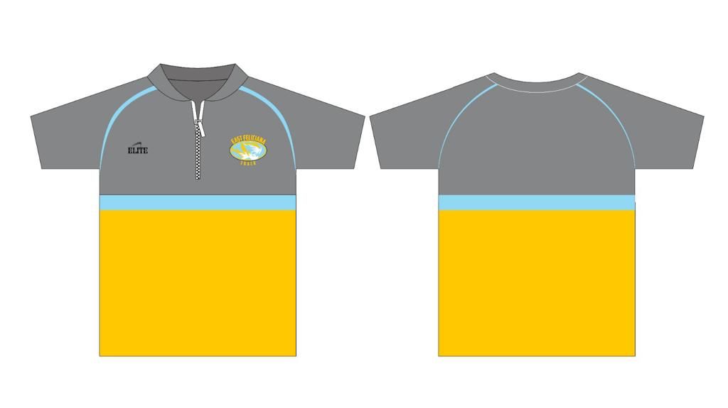 EAST FELICIANA TRACK STORE Short Sleeve Half Zip Pullover - Grey & Yellow