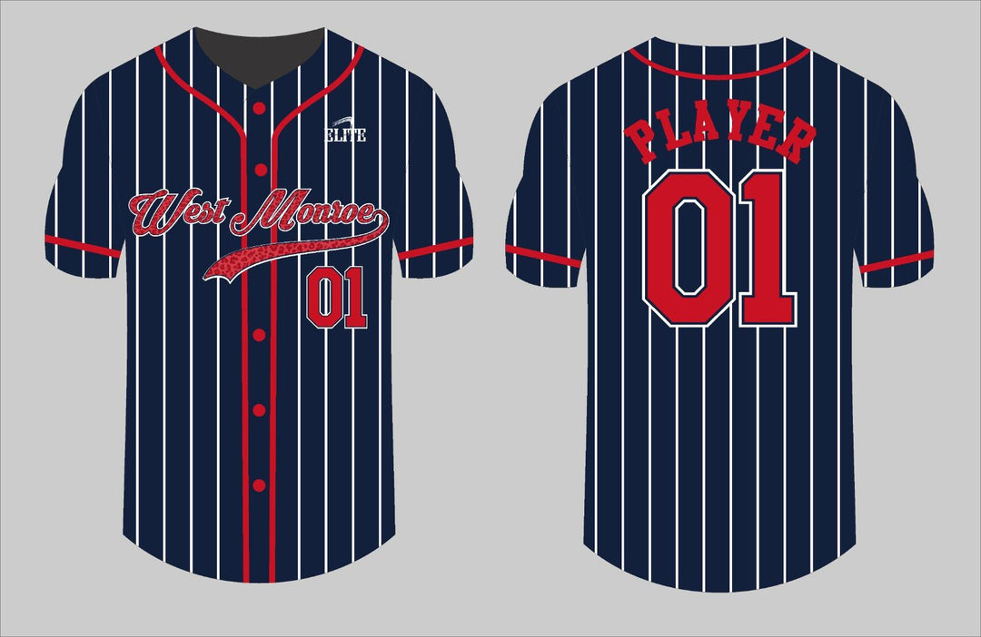 West Monroe Baseball Jersey - Navy Blue