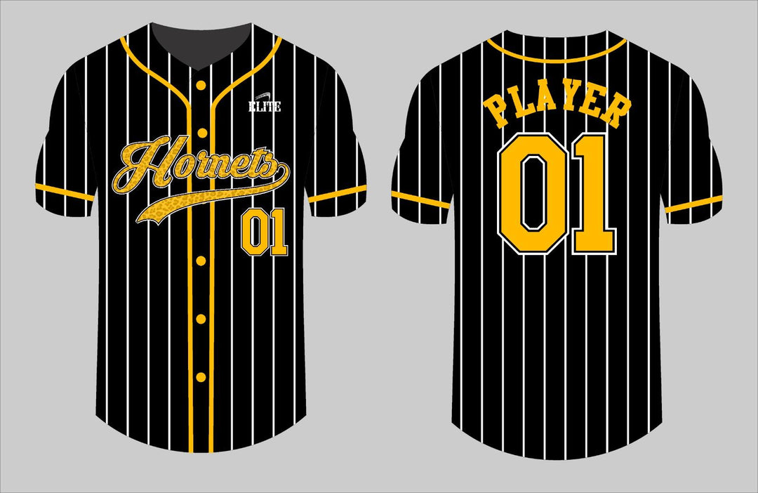 Hornets Baseball Jersey - Black (Yellow Logo)