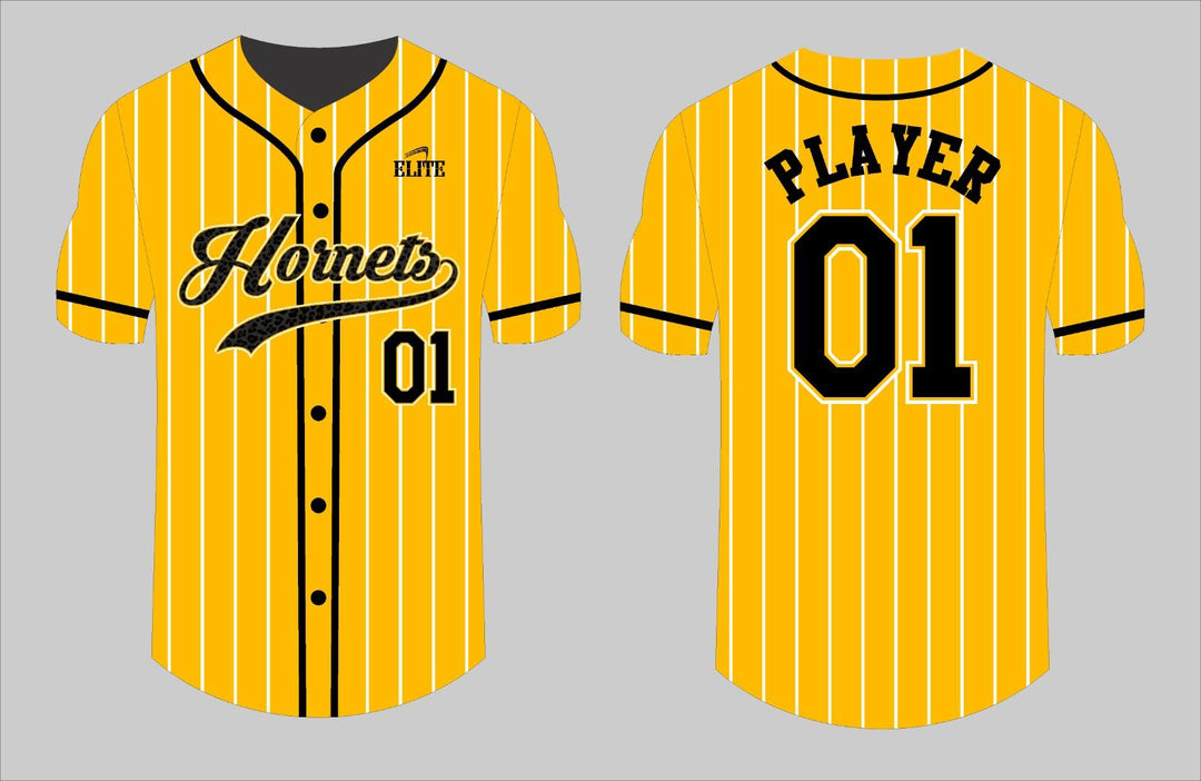 Hornets Baseball Jersey - Yellow (Black Logo)