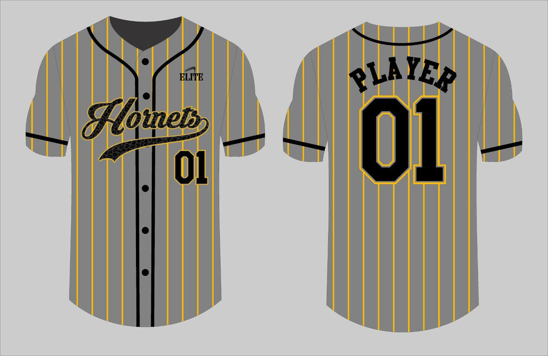 Hornets Baseball Jersey - Grey (Black Logo)