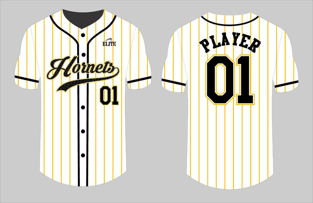 Hornets Baseball Jersey - White (Black Logo)