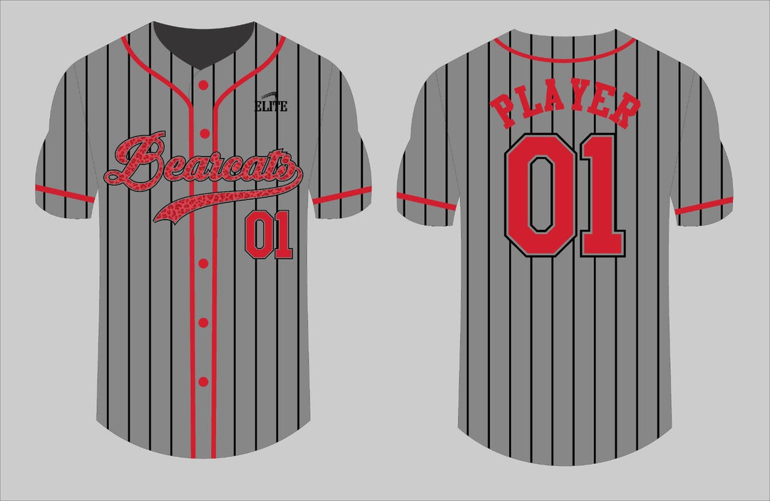 Bearcasts Fan - Baseball Jersey - Gray Red logo