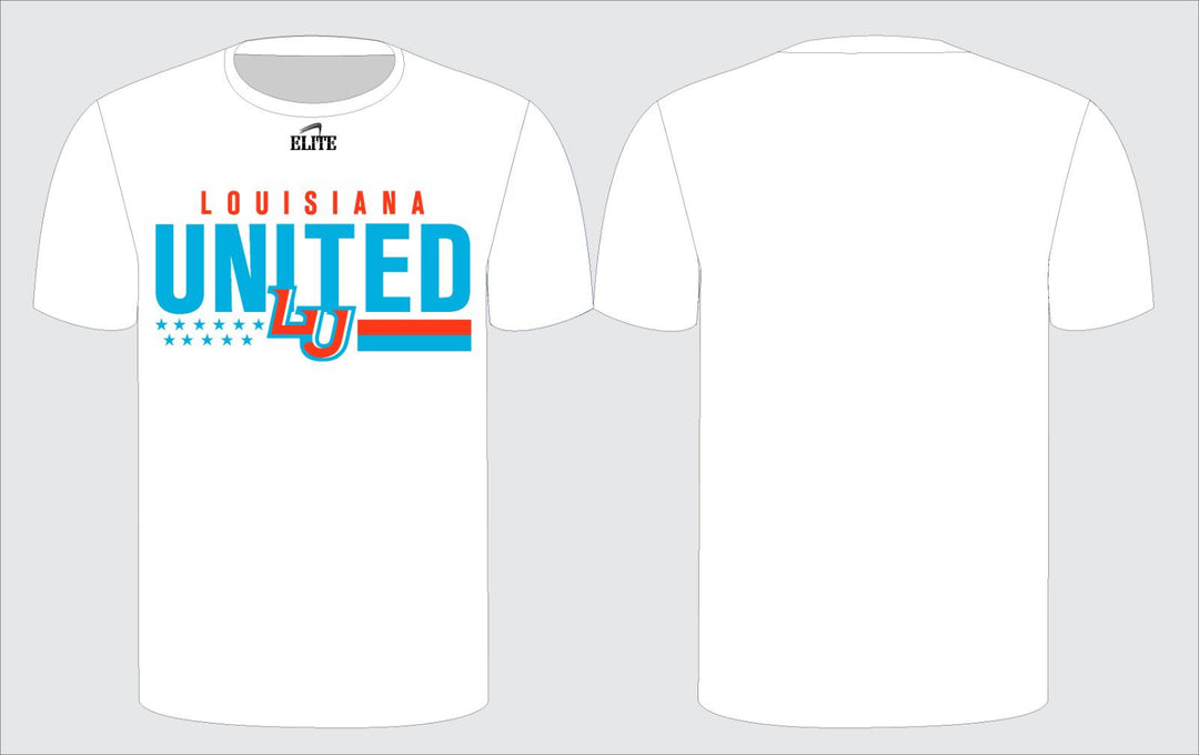 Louisiana United T-Shirt - White (Blue & Orange Logo)