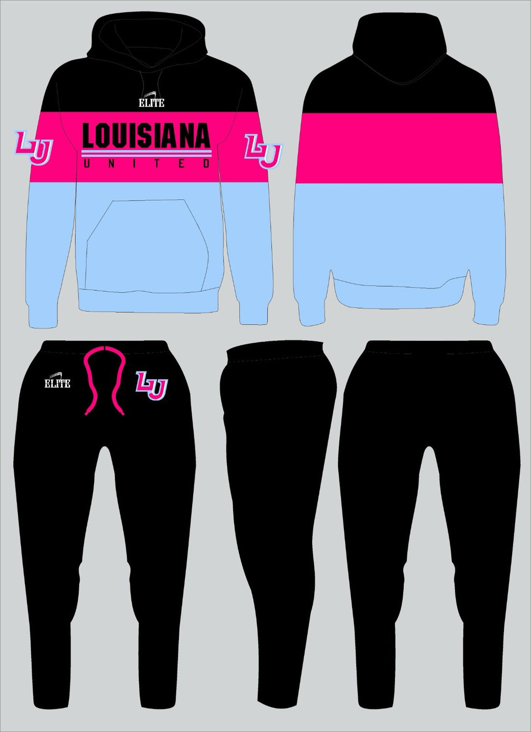 Louisiana United Travel Set - Black, Pink & Blue