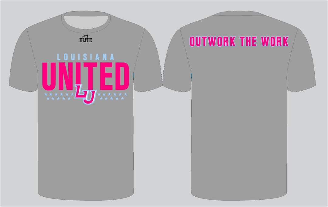 Louisiana United T-Shirt - Grey (Pink Logo)