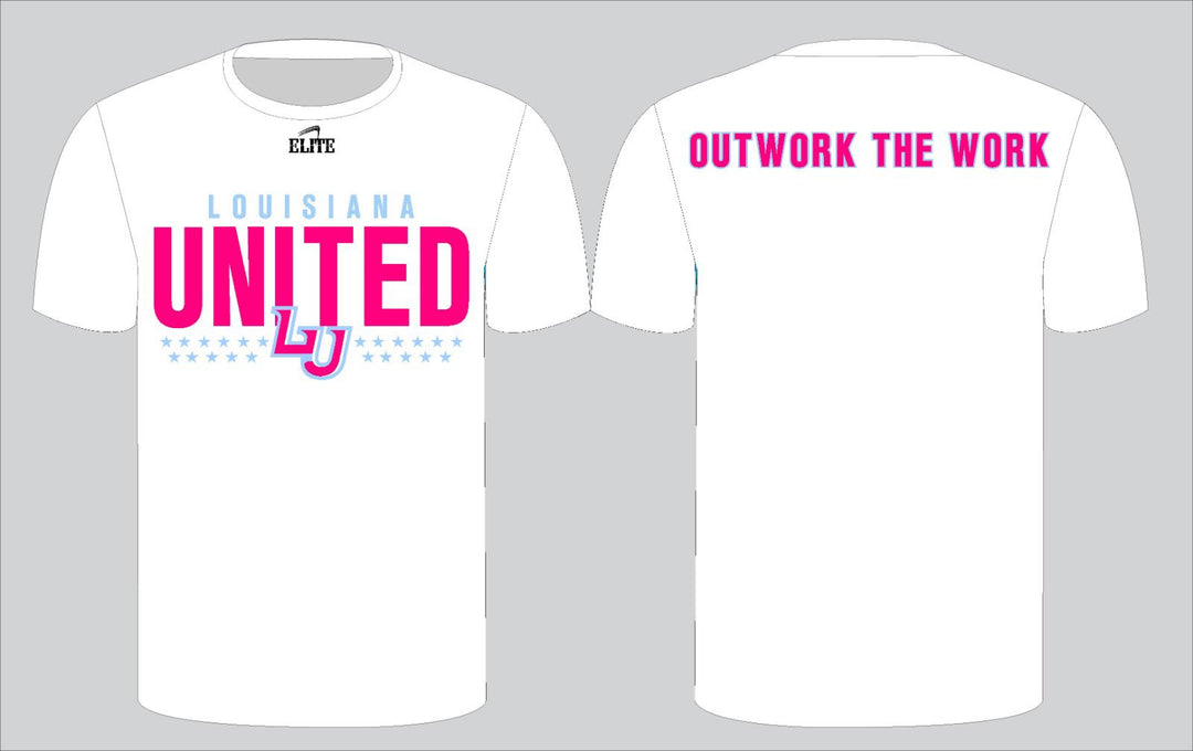 Louisiana United T-Shirt - White (Pink Logo)