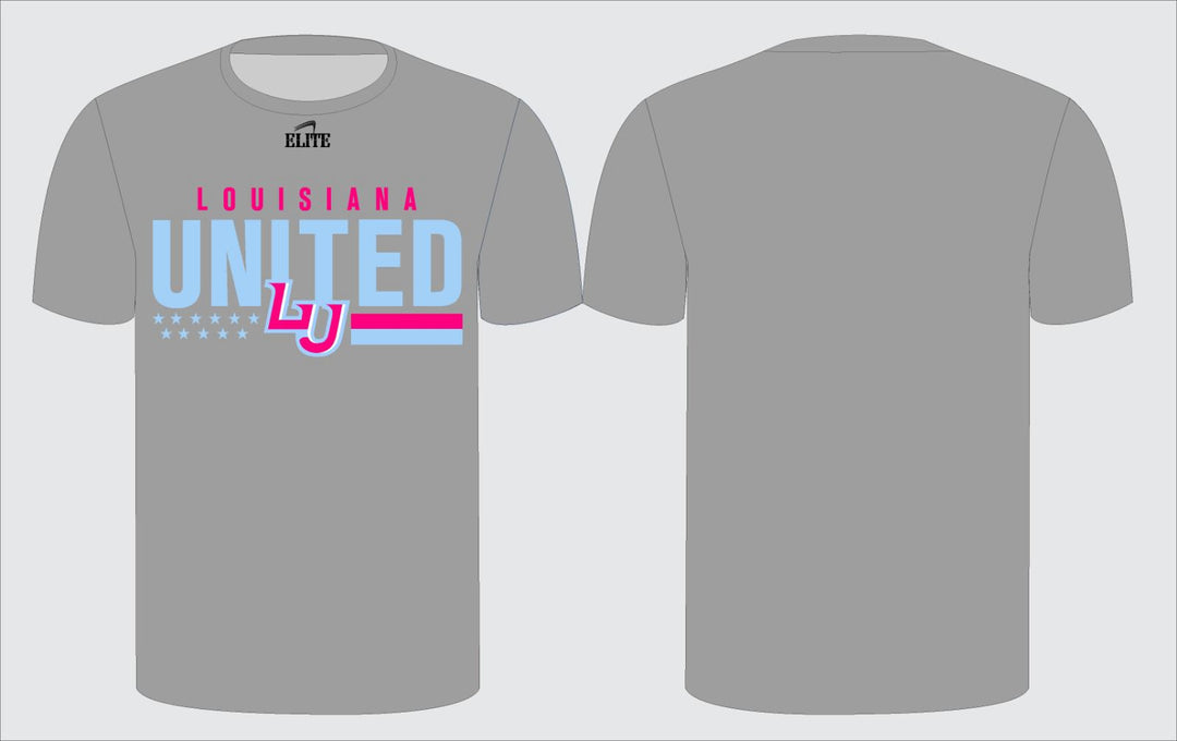 Louisiana United T-Shirt - Grey (Light Blue & Pink Logo)