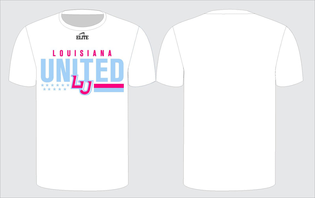 Louisiana United T-Shirt - White (Light Blue & Pink Logo)