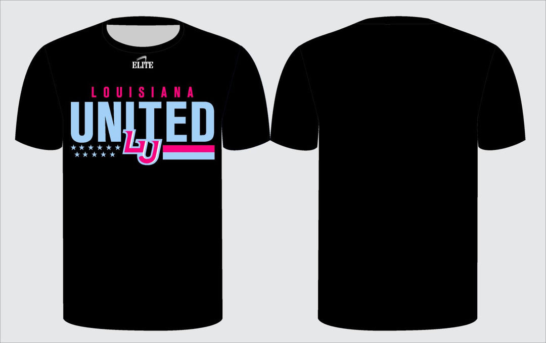 Louisiana United T-Shirt - Black (Light Blue & Pink Logo)