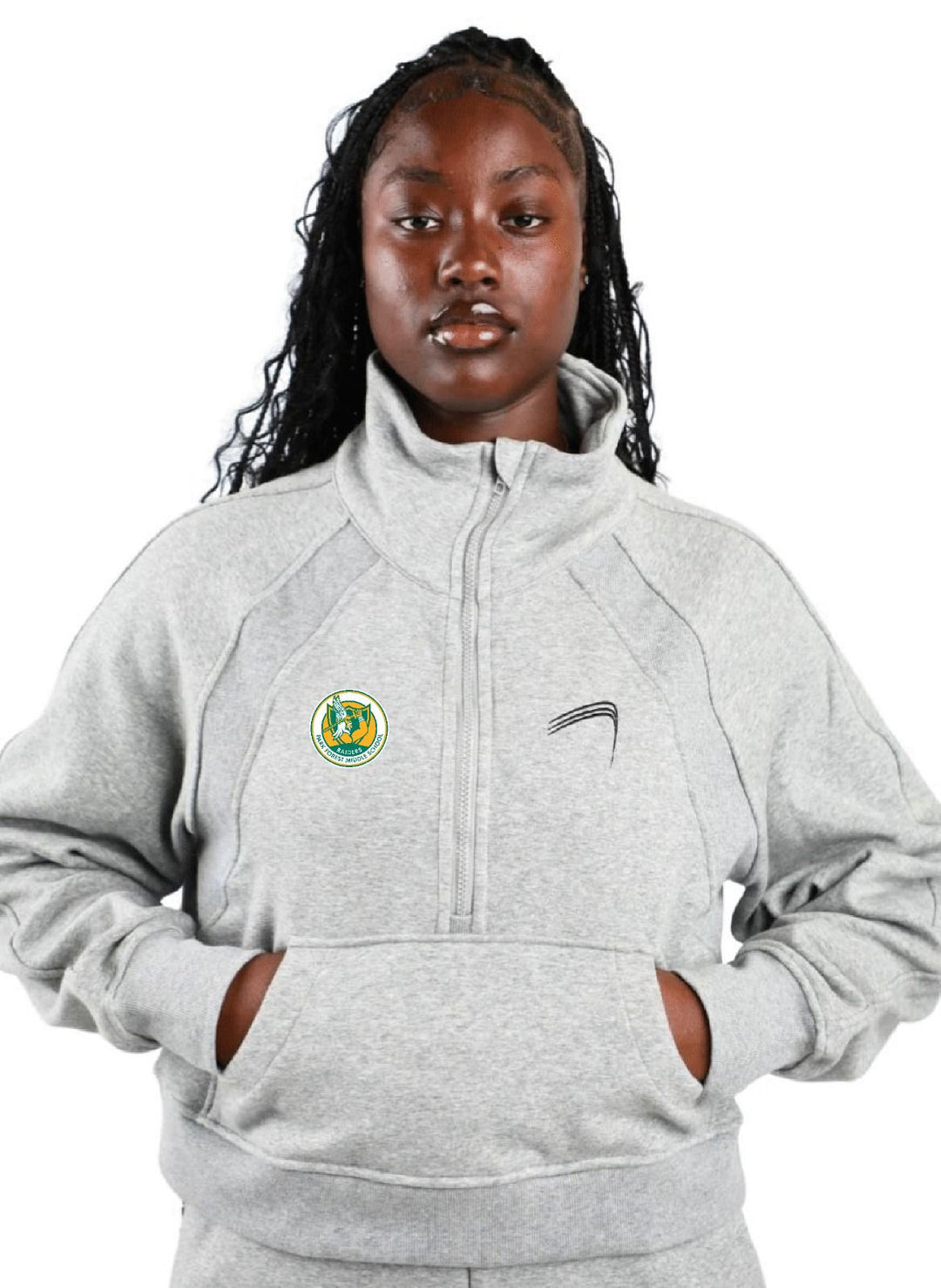 ELITE 1/2 Zip Cropped Fleece Pullover - Grey