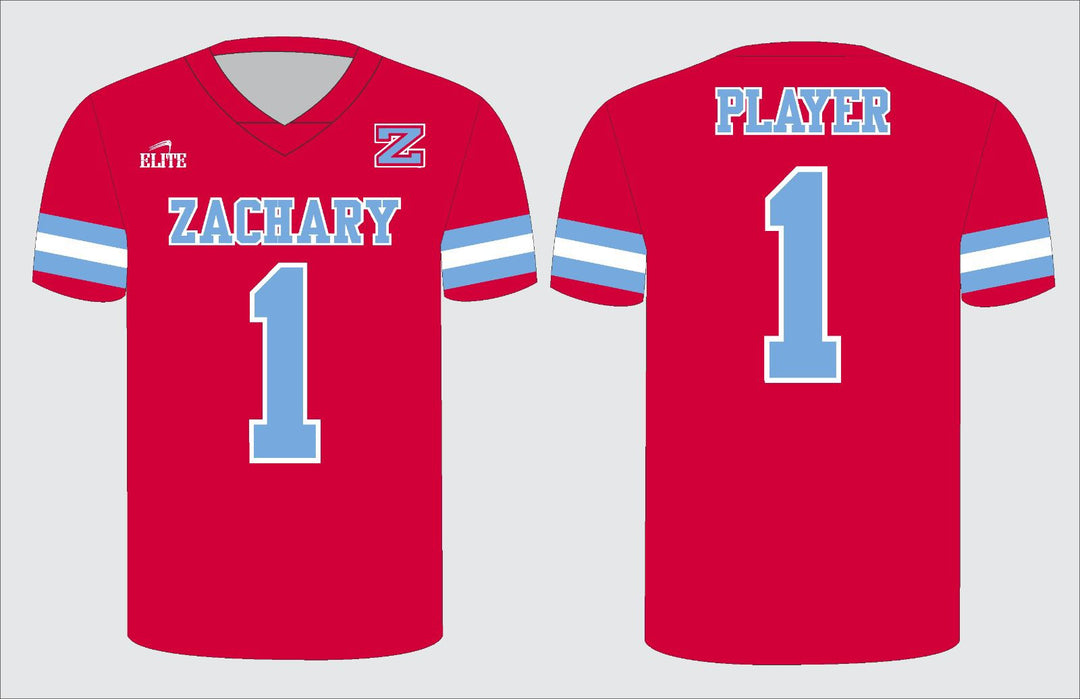 Zachary Football Jersey - Red (Blue logo)