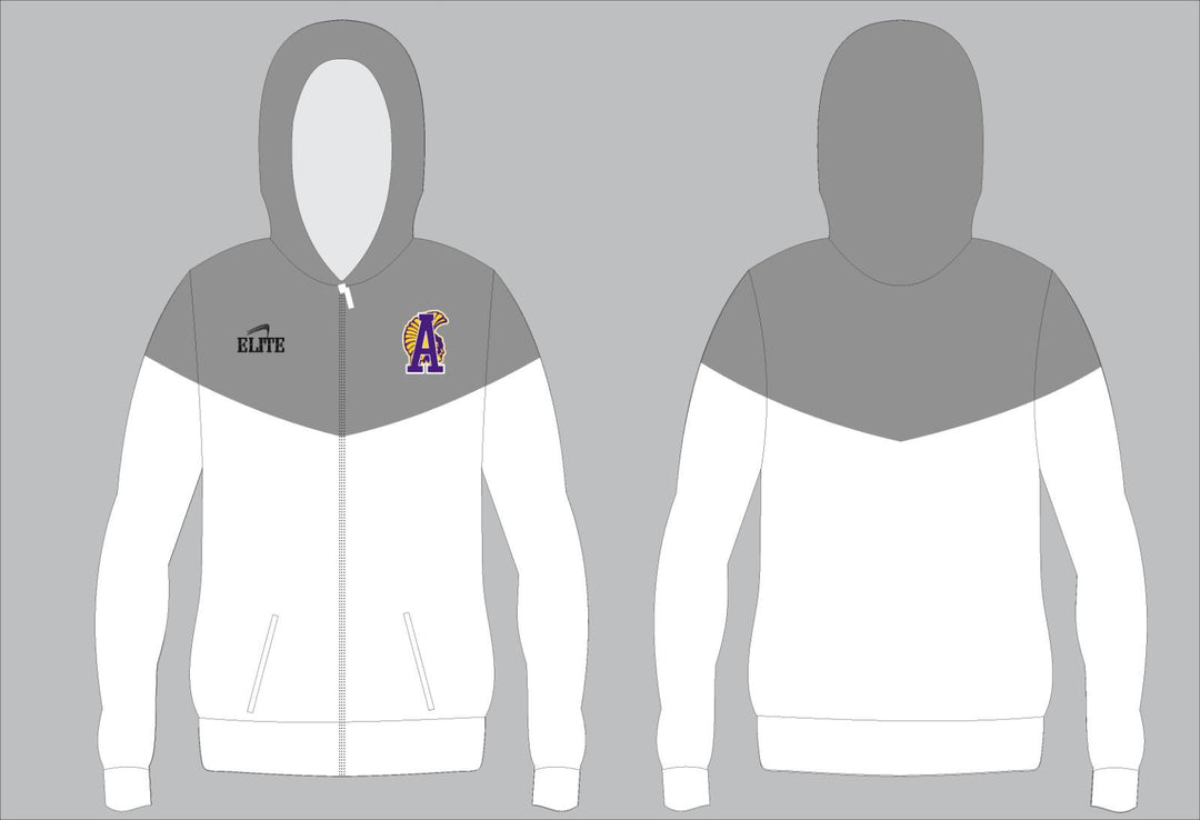 Alexandria Two Tone Zipper Hoodie - Grey/White