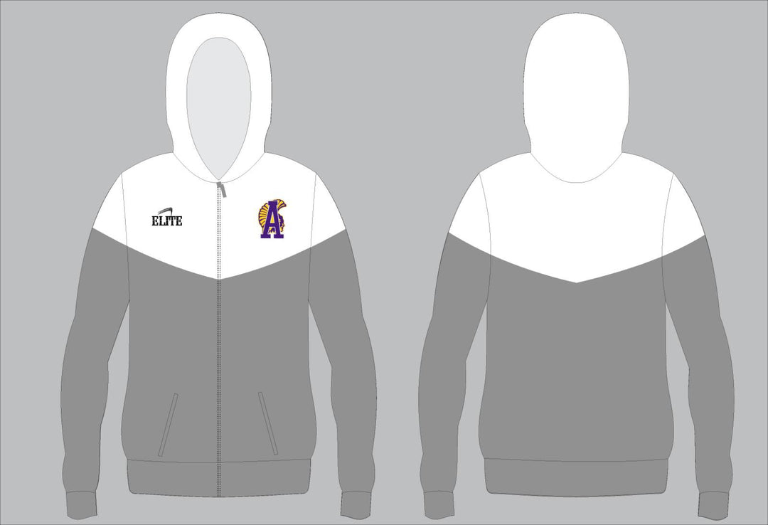 Alexandria Two Tone Zipper Hoodie - White/Grey