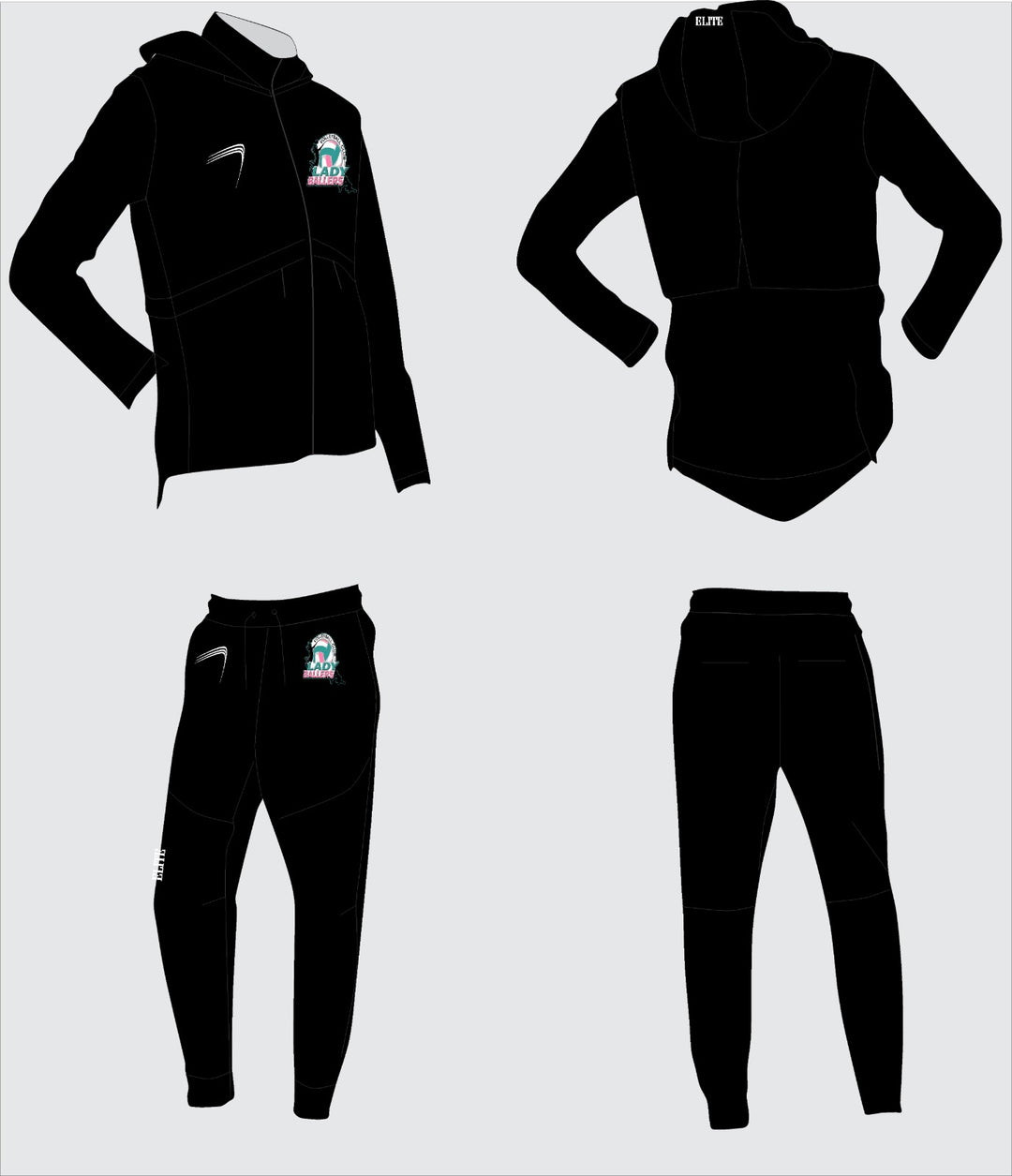 Lady Ballers Elite Travel Gear with Hood - Black