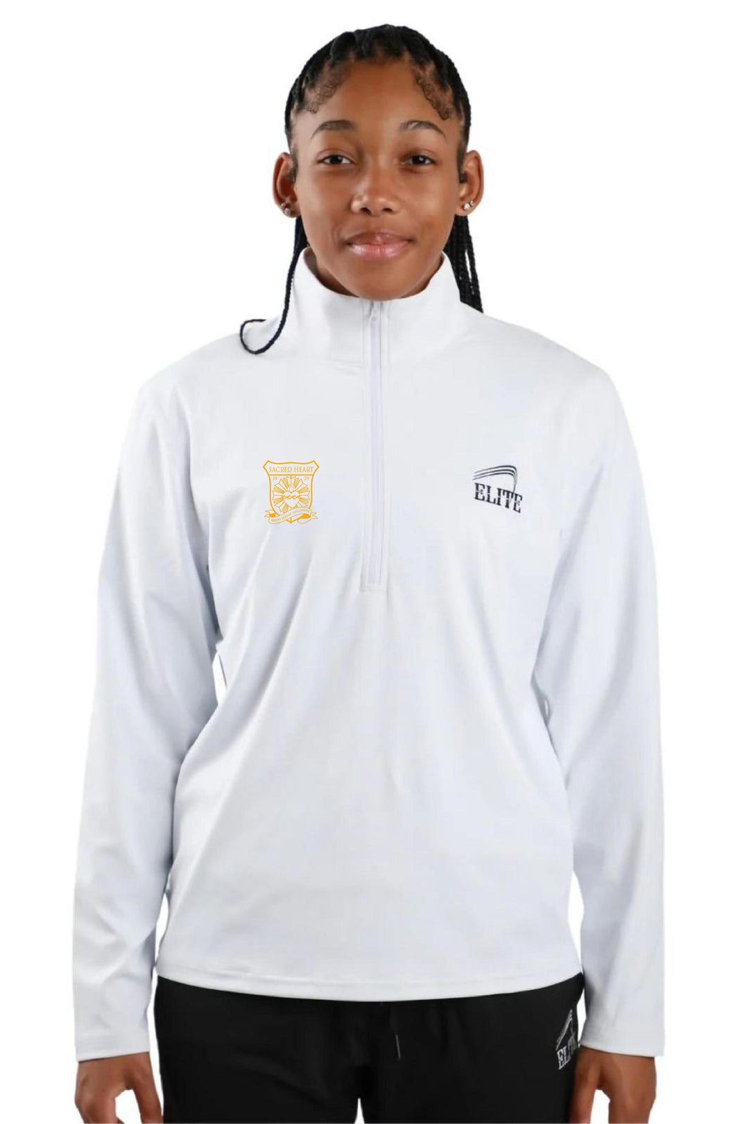 SH Half Zip Performance Top- White