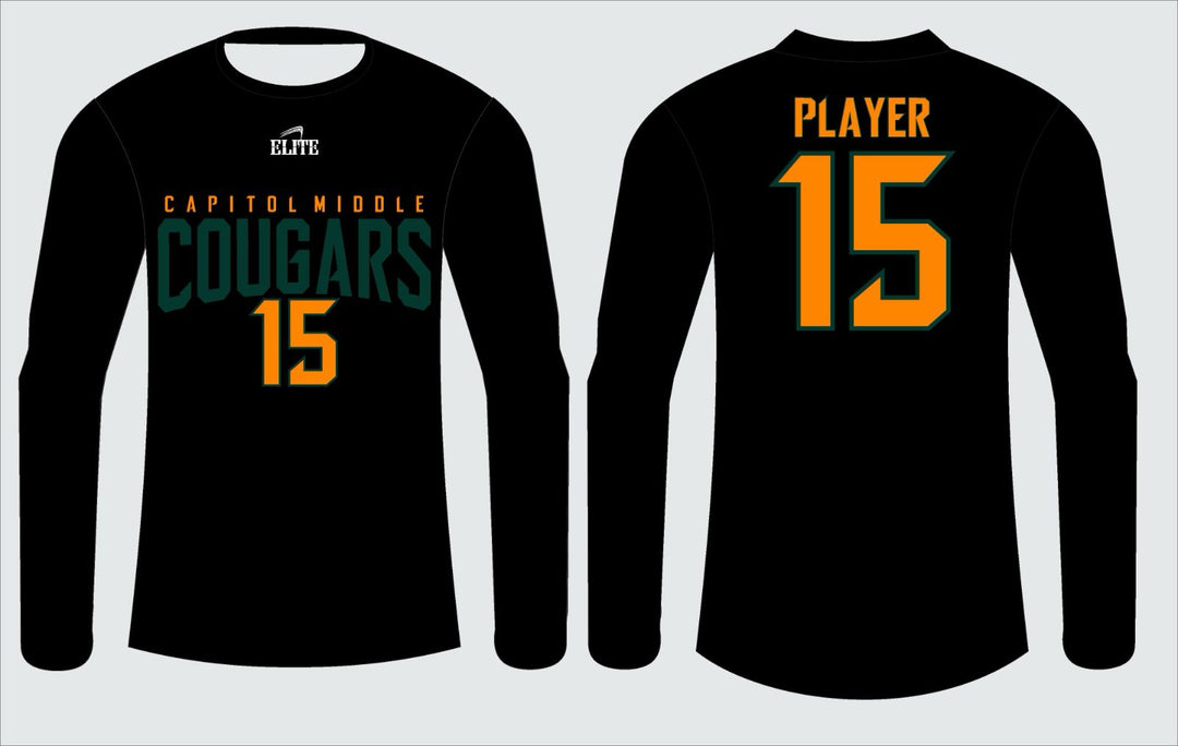 Cougars Long Sleeve Shirt - Black (Green Logo)