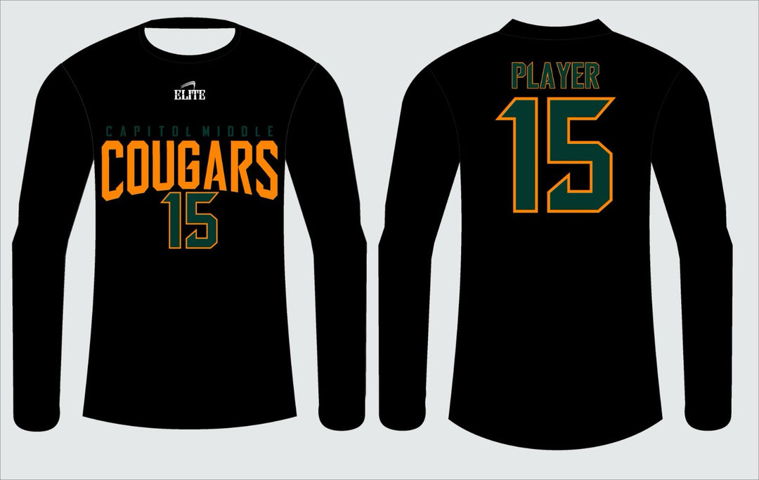 Cougars Long Sleeve Shirt - Black (Yellow Logo)