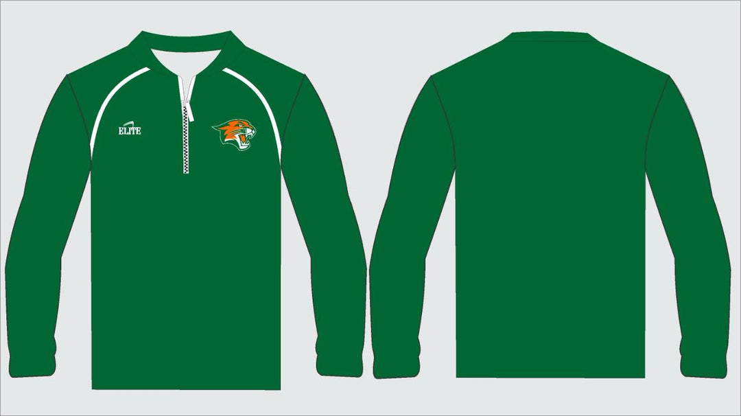 Capitol MS - Long Sleeve Half Zip Shirt Green With Shoulder Strips