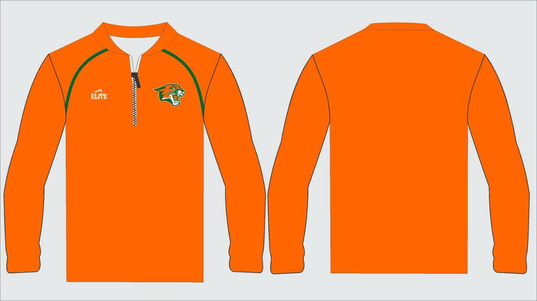 Capitol MS - Long Sleeve Half Zip Shirt Orange With Shoulder Strips