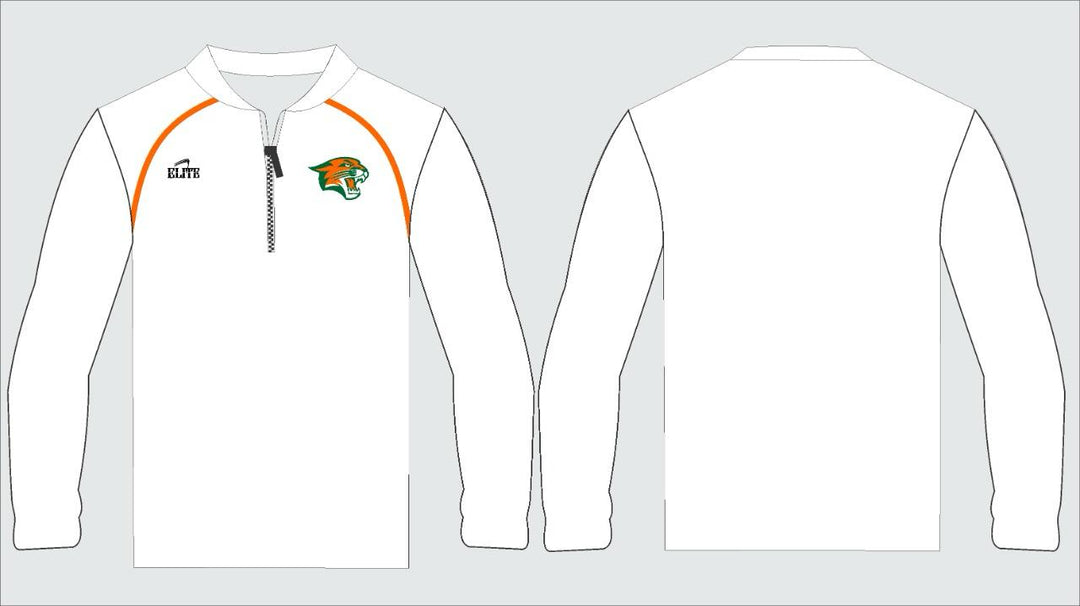 Capitol MS - Long Sleeve Half Zip Shirt White With Shoulder Strips