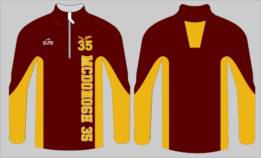 MCDONOUGH 35 TEAM SHOP - Long Sleeve Micro Pullover Maroon & Yellow