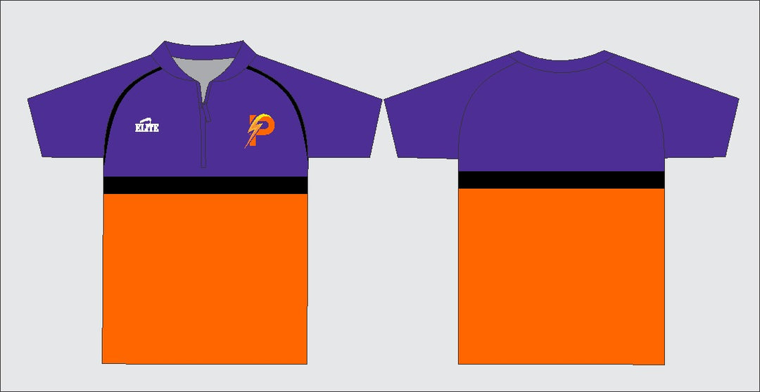 LA Power - Polo Zip - Navy Blue/Orange With White Logo
