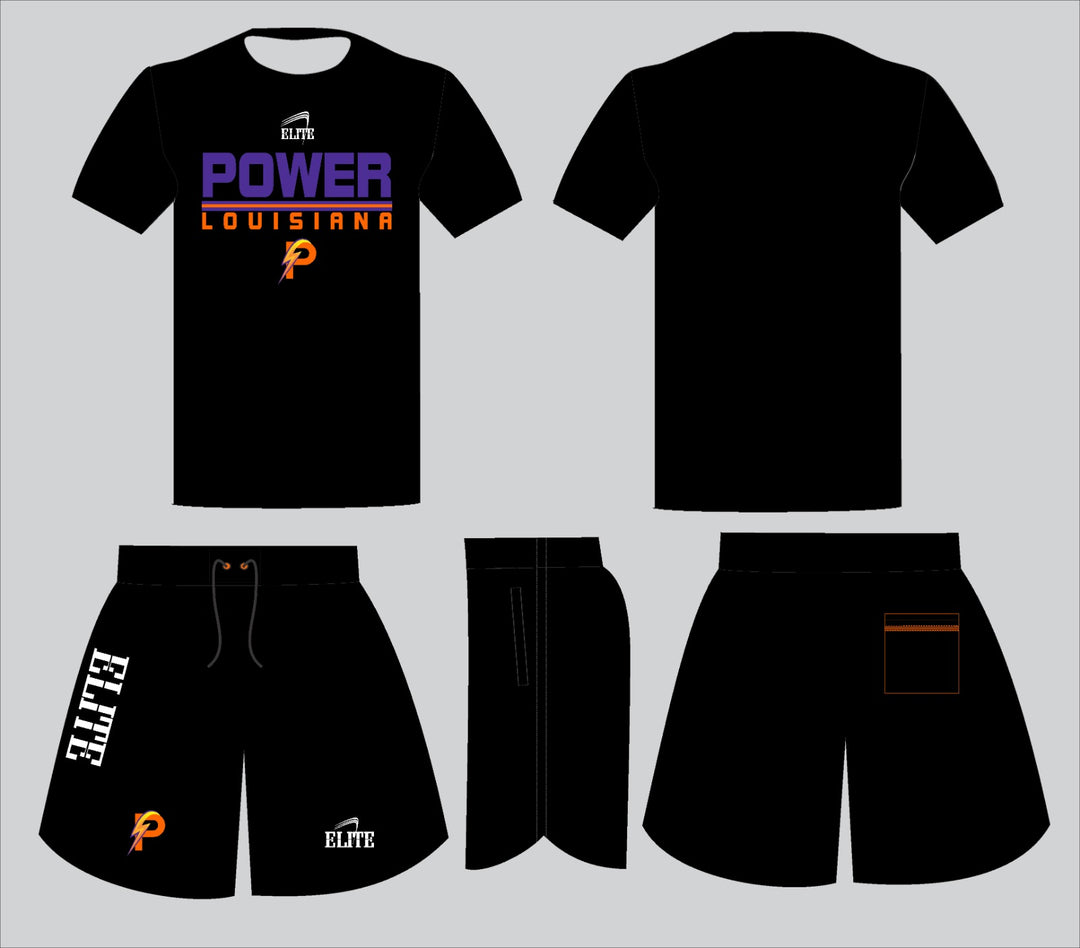 POWER TEAM STORE short and shirt set- Black