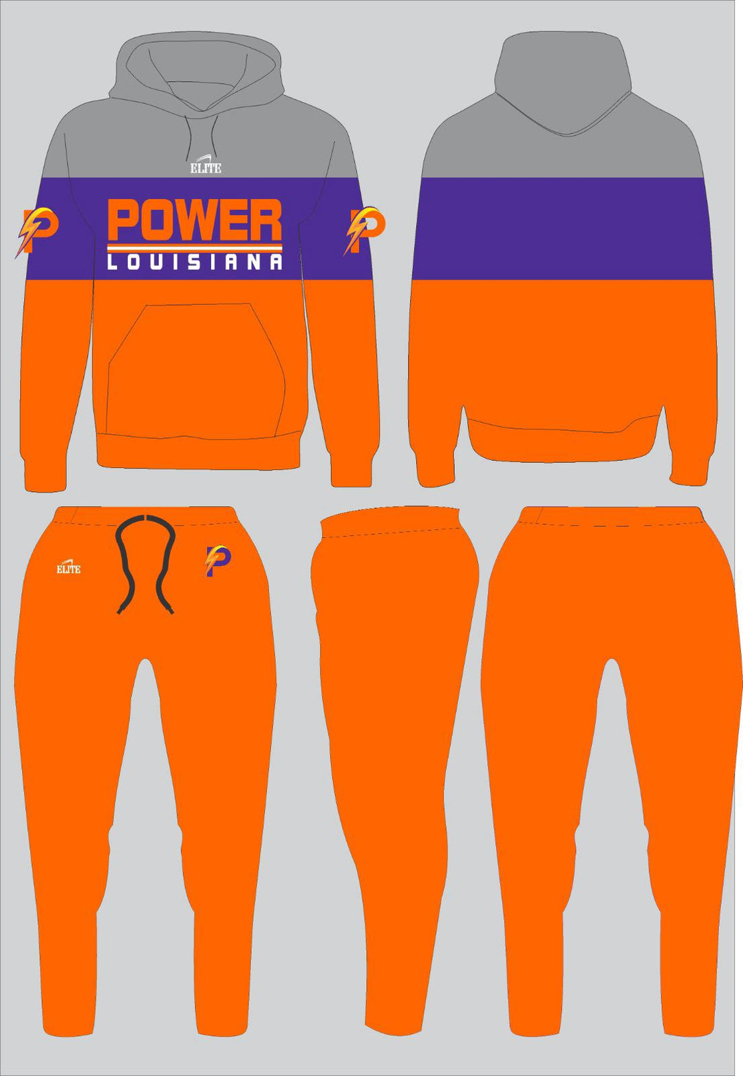 POWER TEAM STORE Hoodie and Pant - Orange and Grey
