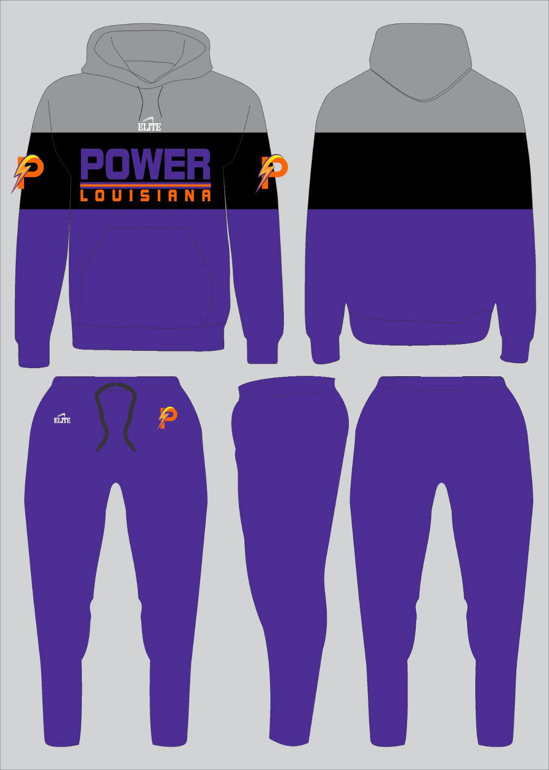 POWER TEAM STORE Hoodie and Pant - Purple and Grey