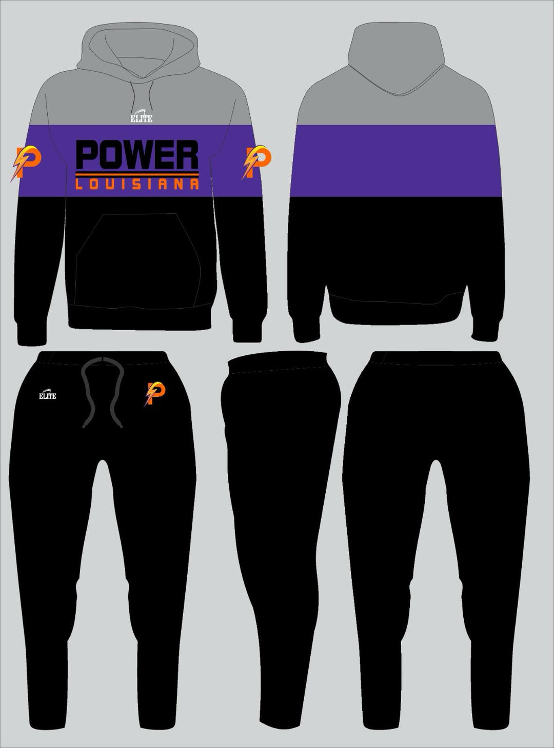 POWER TEAM STORE Hoodie and Pant - Black and Grey