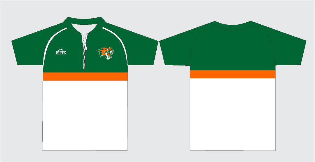 Capitol MS - Polo Half Zip Shirt - Green, Orange & White