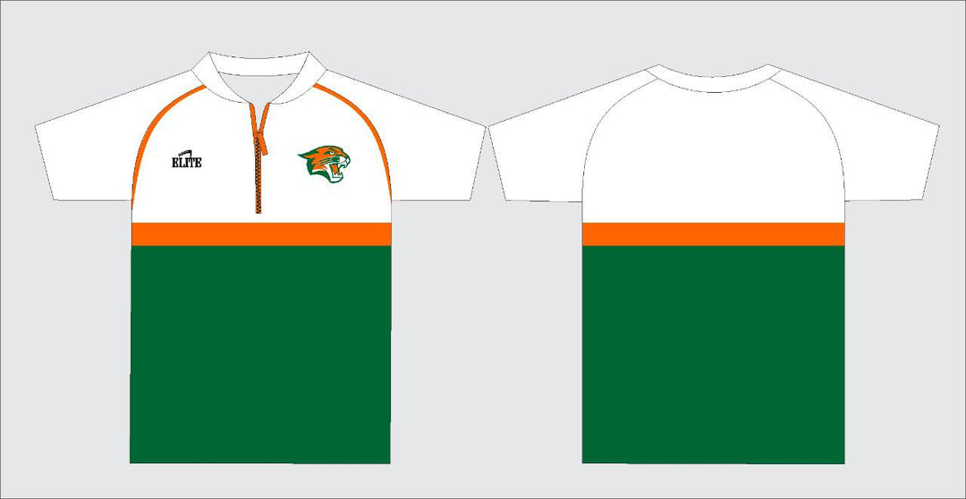 Capitol MS - Polo Half Zip Shirt - White, Orange & Green