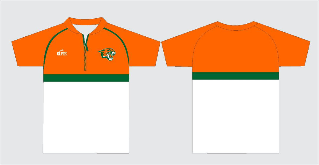 Capitol MS - Polo Half Zip Shirt - Orange, Green & White