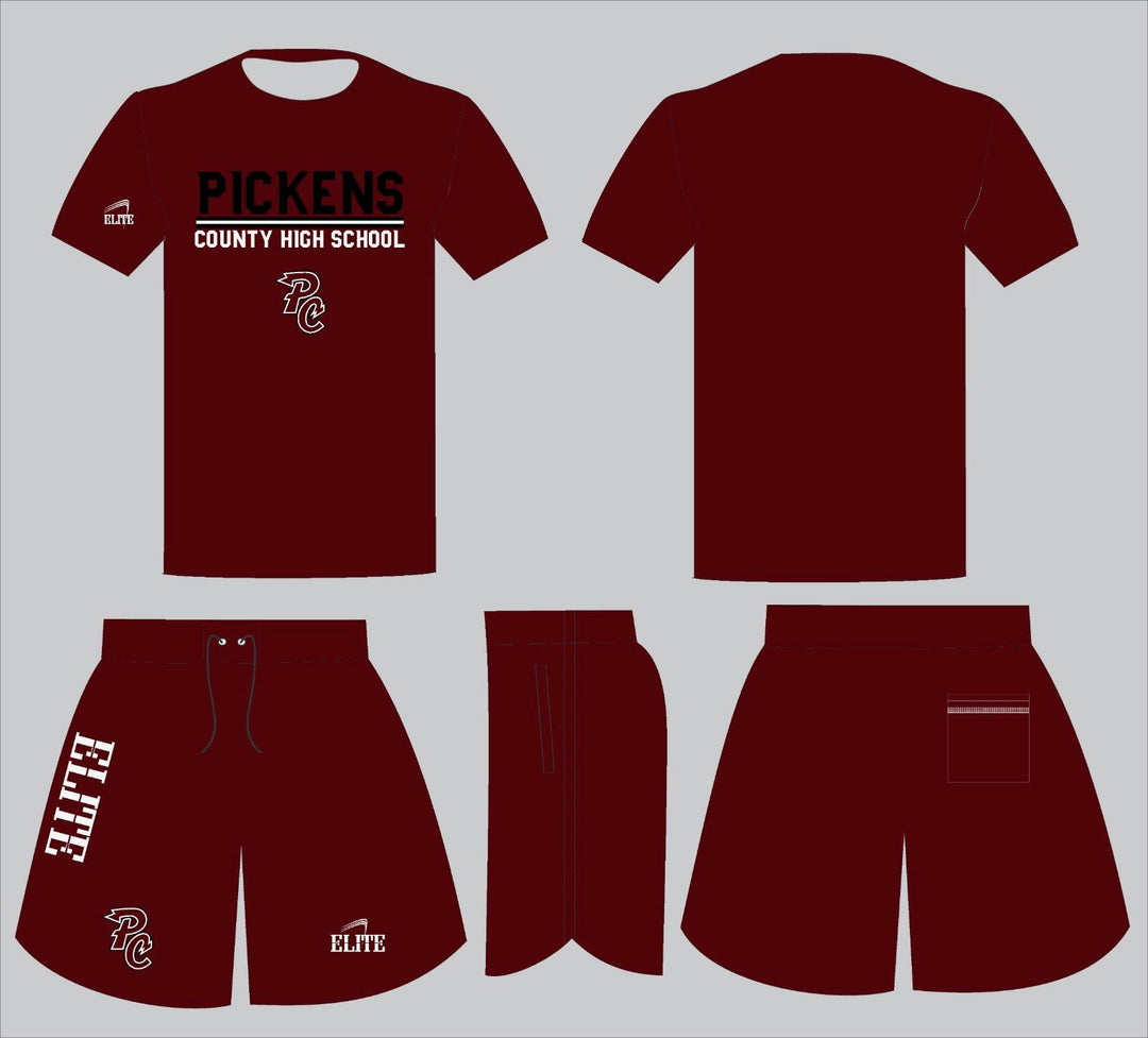Pickens County Boys Basketball - Shirt and Short Maroon