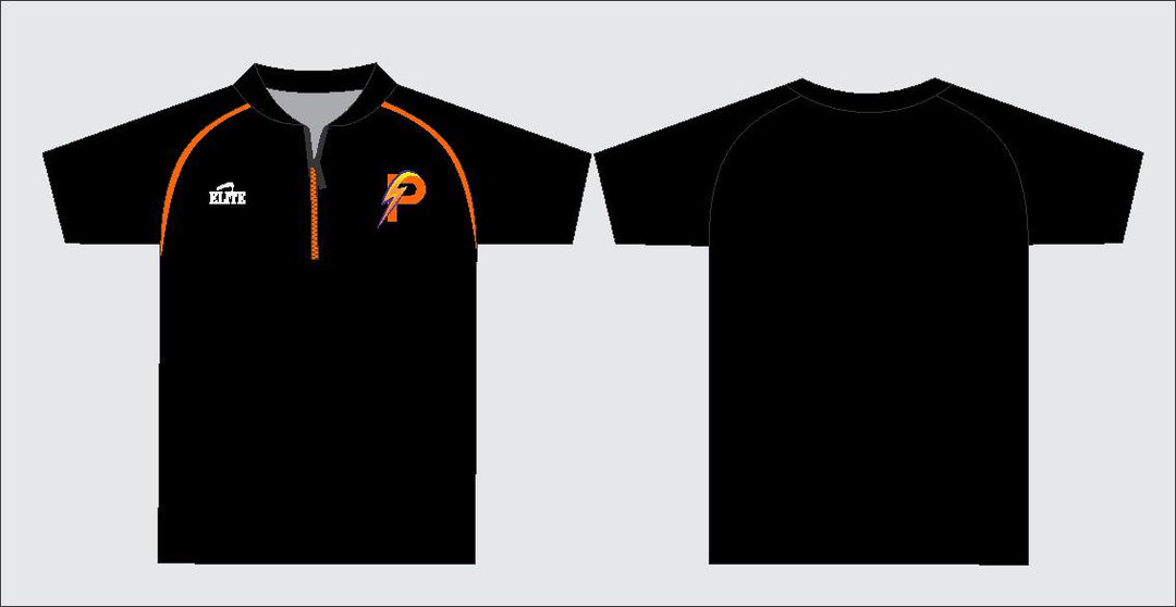 LA Power-Short zipper-half sleeve Shirt Black
