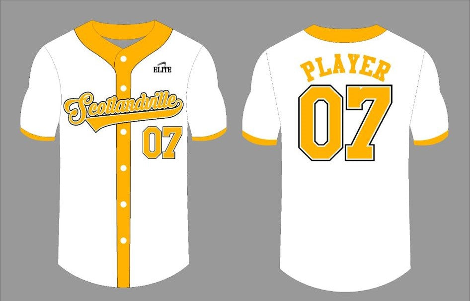 Scotlandville Alumni Baseball Jerseys White & Yellow