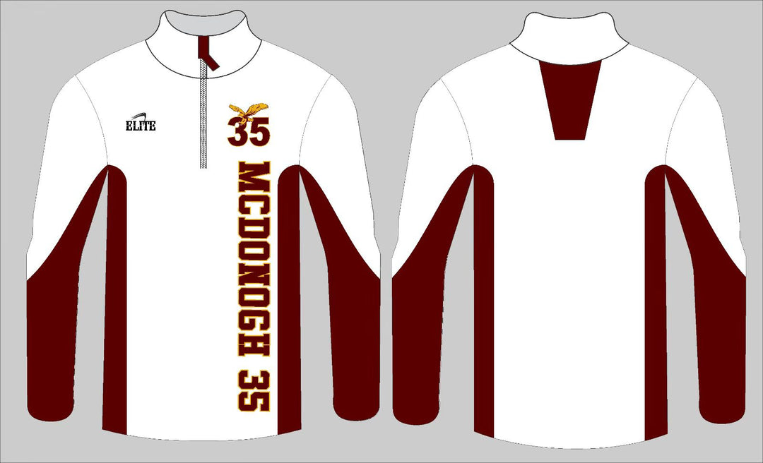 MCDONOUGH 35 TEAM SHOP - Long Sleeve Micro Pullover White & Maroon