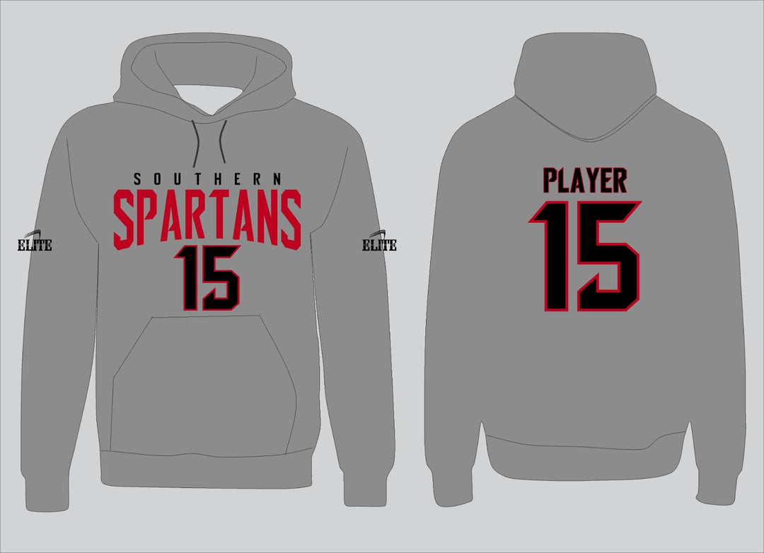 Southern Spartans Fan Name&Number Hoodie - Grey-Red