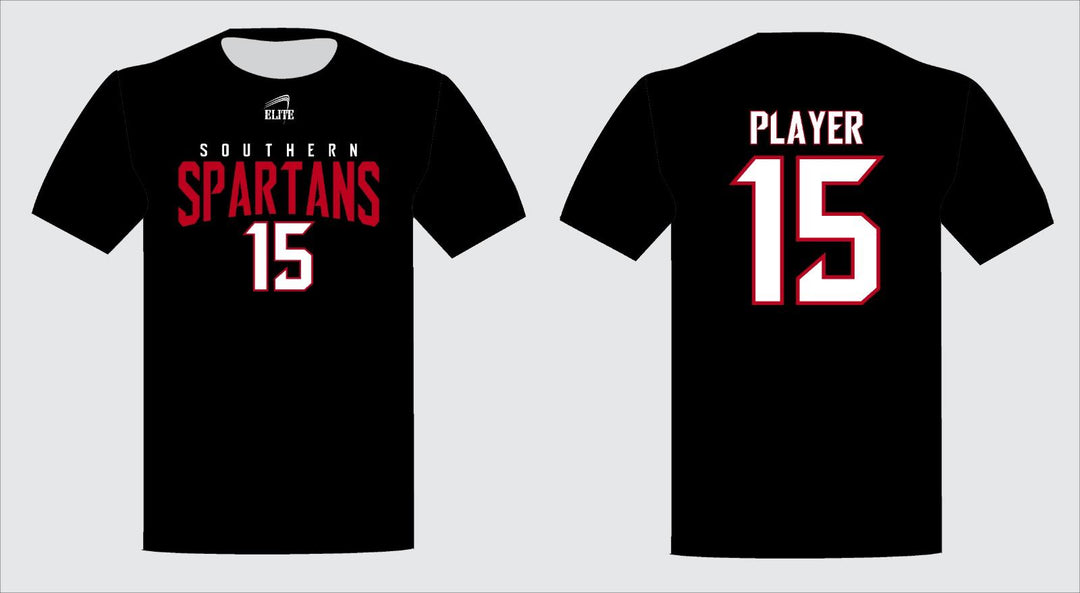 Southern Spartans Fan Name&Number SS Shirt - Black - Red