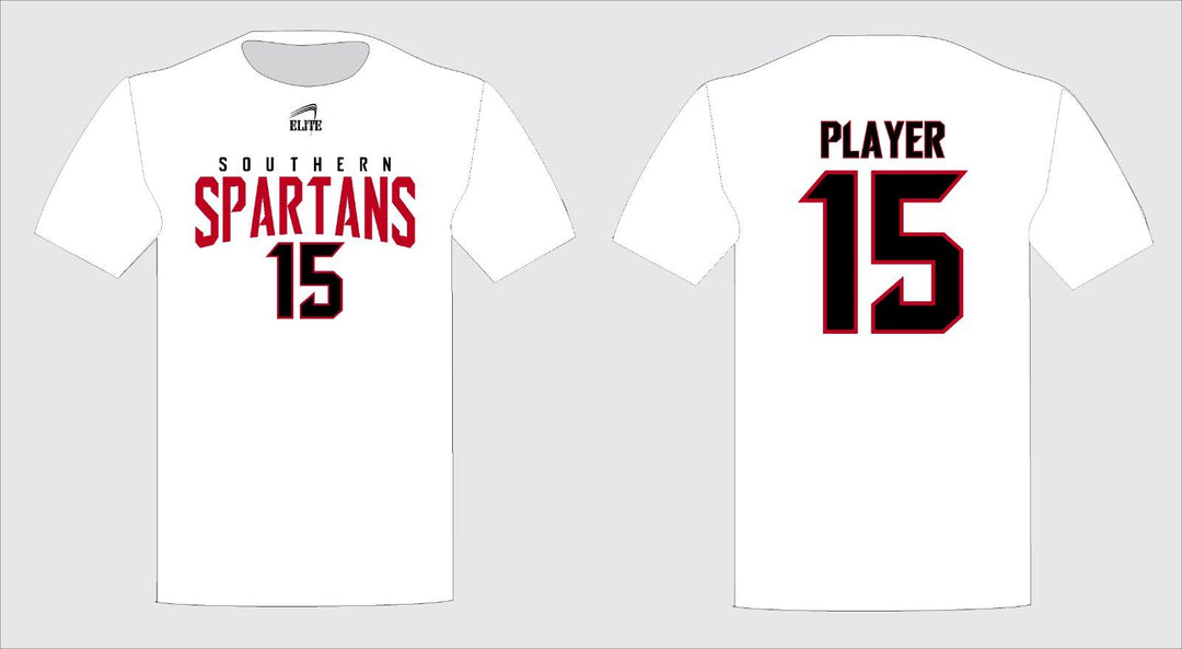 Southern Spartans Fan Name&Number SS Shirt - White - Red