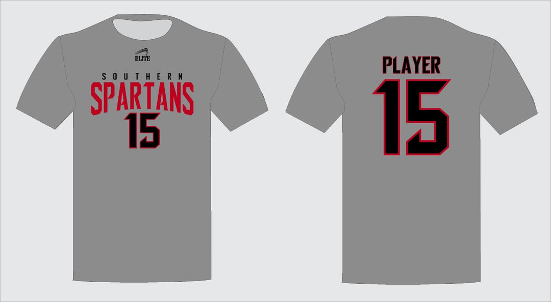 Southern Spartans Fan Name&Number SS Shirt - Grey - Red