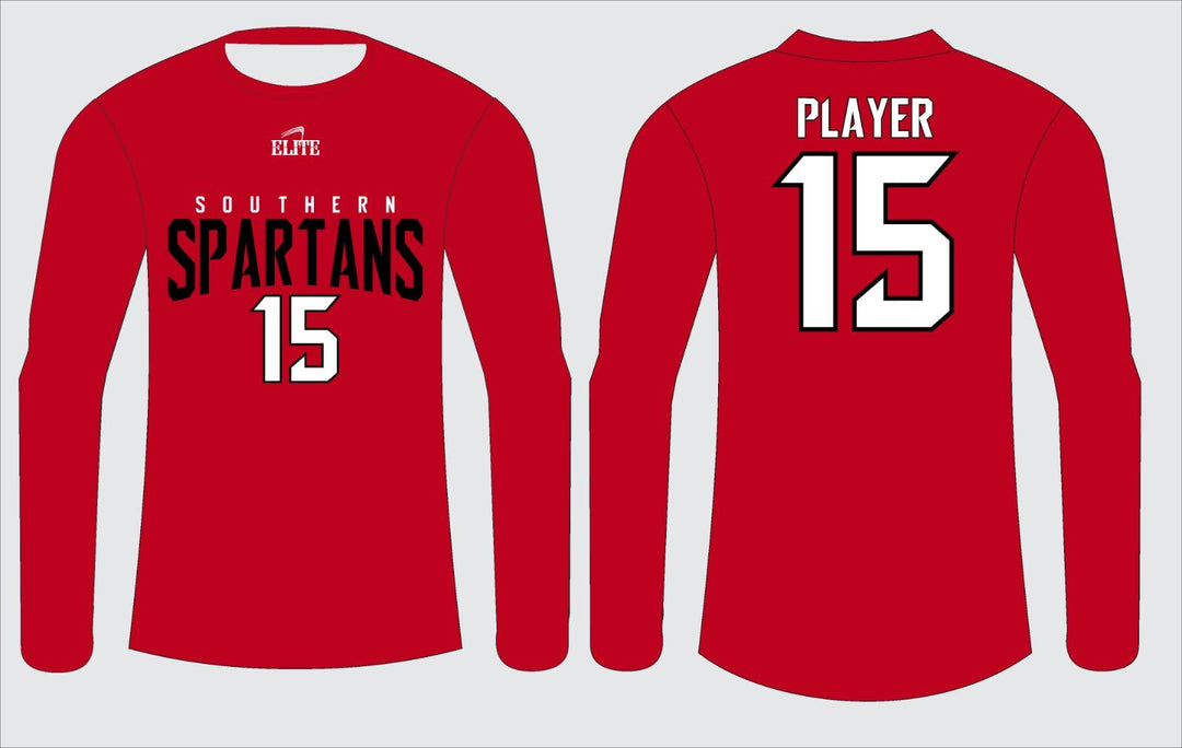Southern Spartans Fan Name&Number LS Shirt - Red